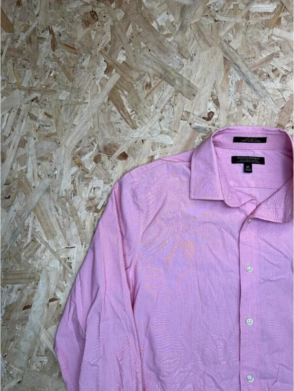 Banana Republic Shirt Mens Small Pink Slim Flex Fit Tech Stretch Cotton Button